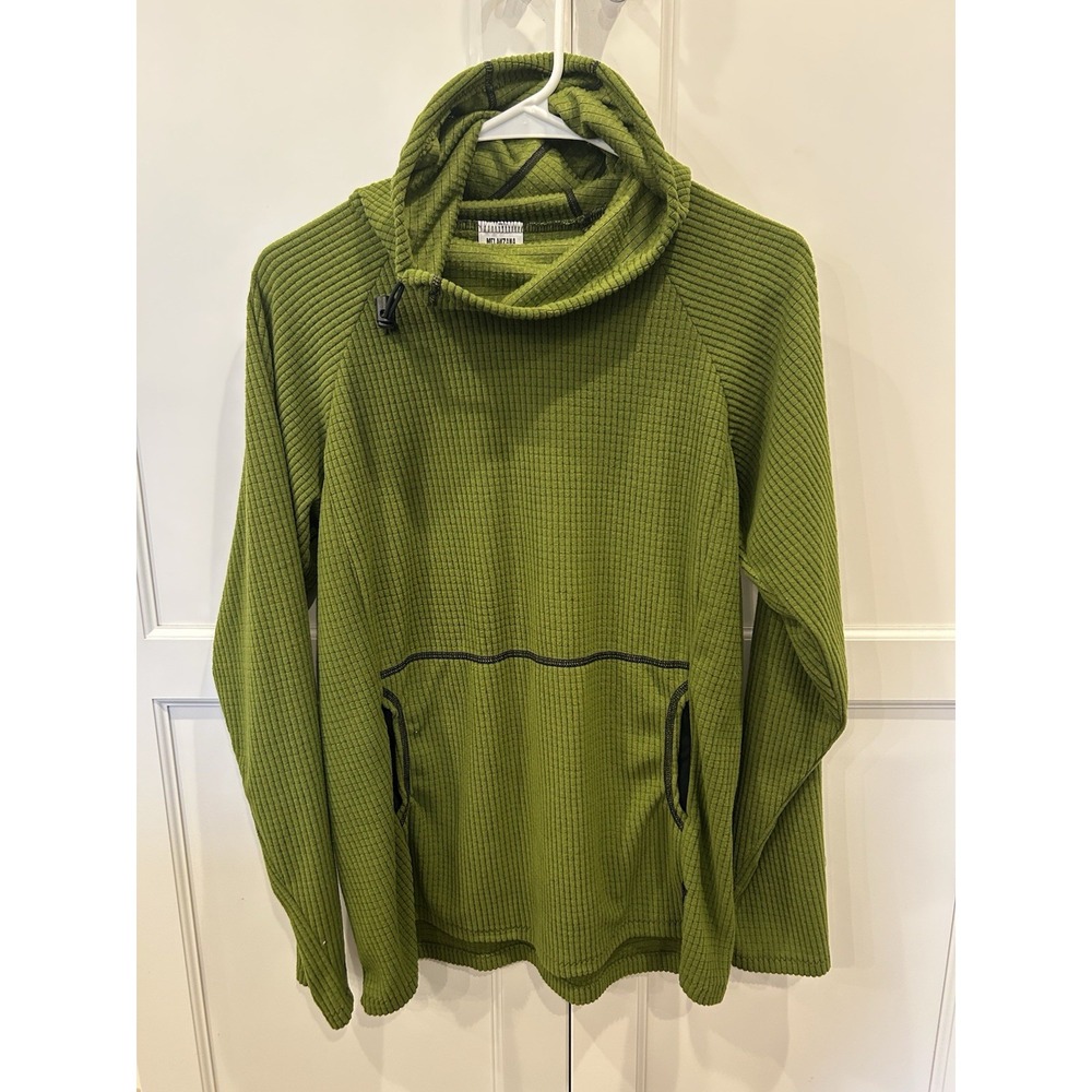 Melanzana Micro Grid Hoodie Womens M Green Fleece Pullover Outdoor Leadville CO